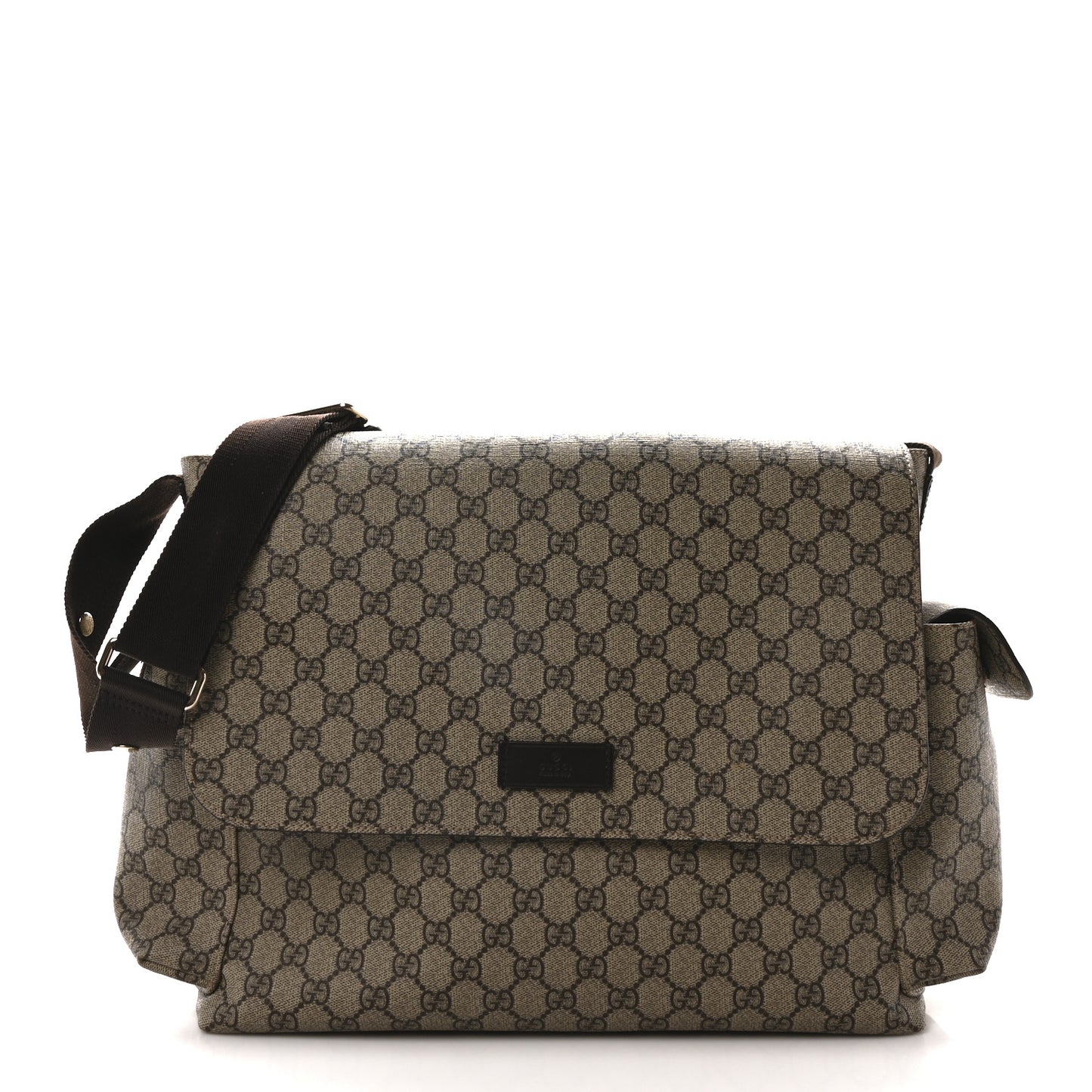 GG Plus Monogram Messenger Diaper Bag Dark Brown