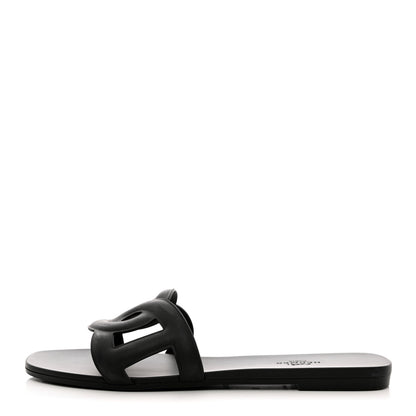 Hermes Rubber Aloha Sandals 39 Black 1 of 14