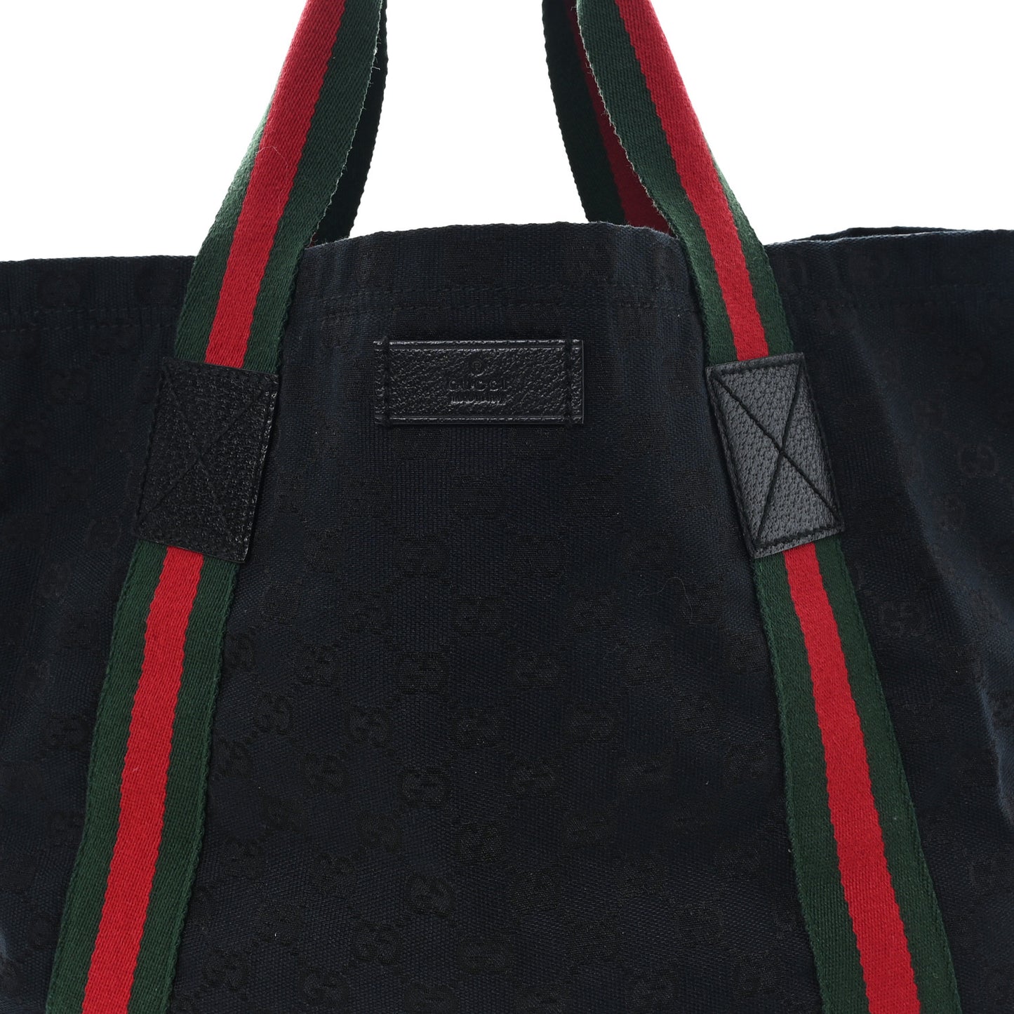 GG Monogram Medium Web Handle Vertical Tote Black
