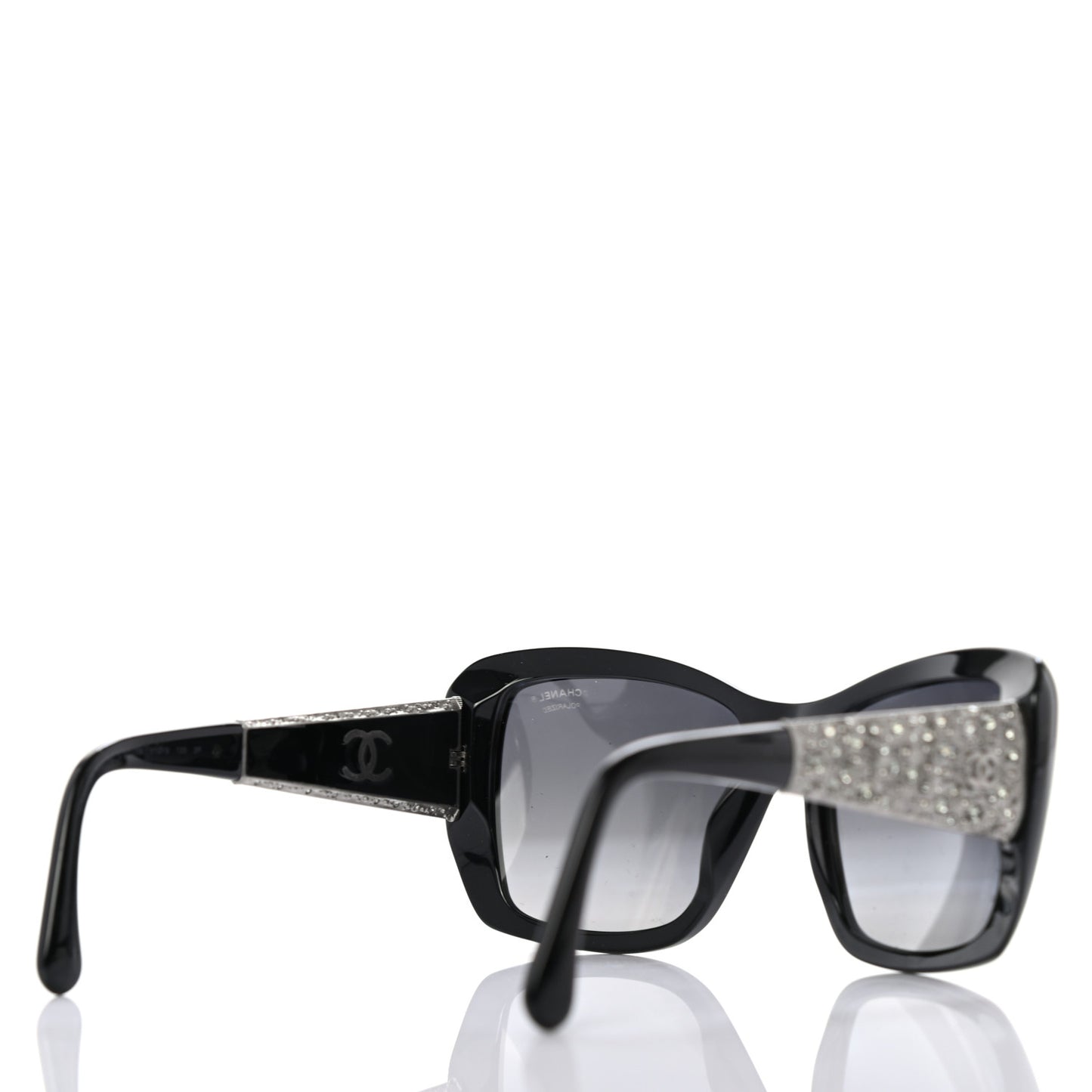 Crystal Polarized CC Square Sunglasses 5301-B Black
