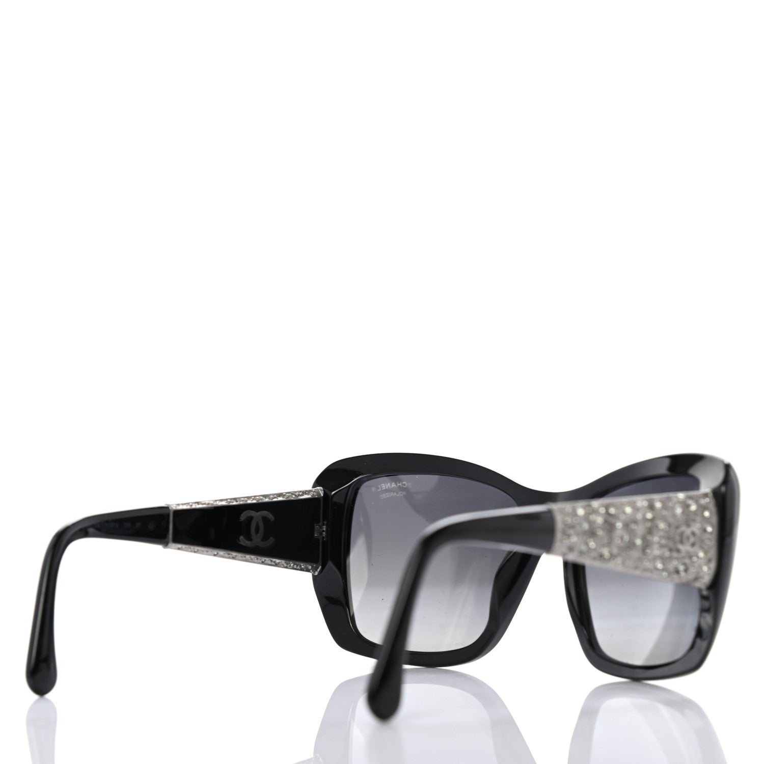 Chanel Crystal Polarized CC Square Sunglasses 5301-B Black 4 of 8