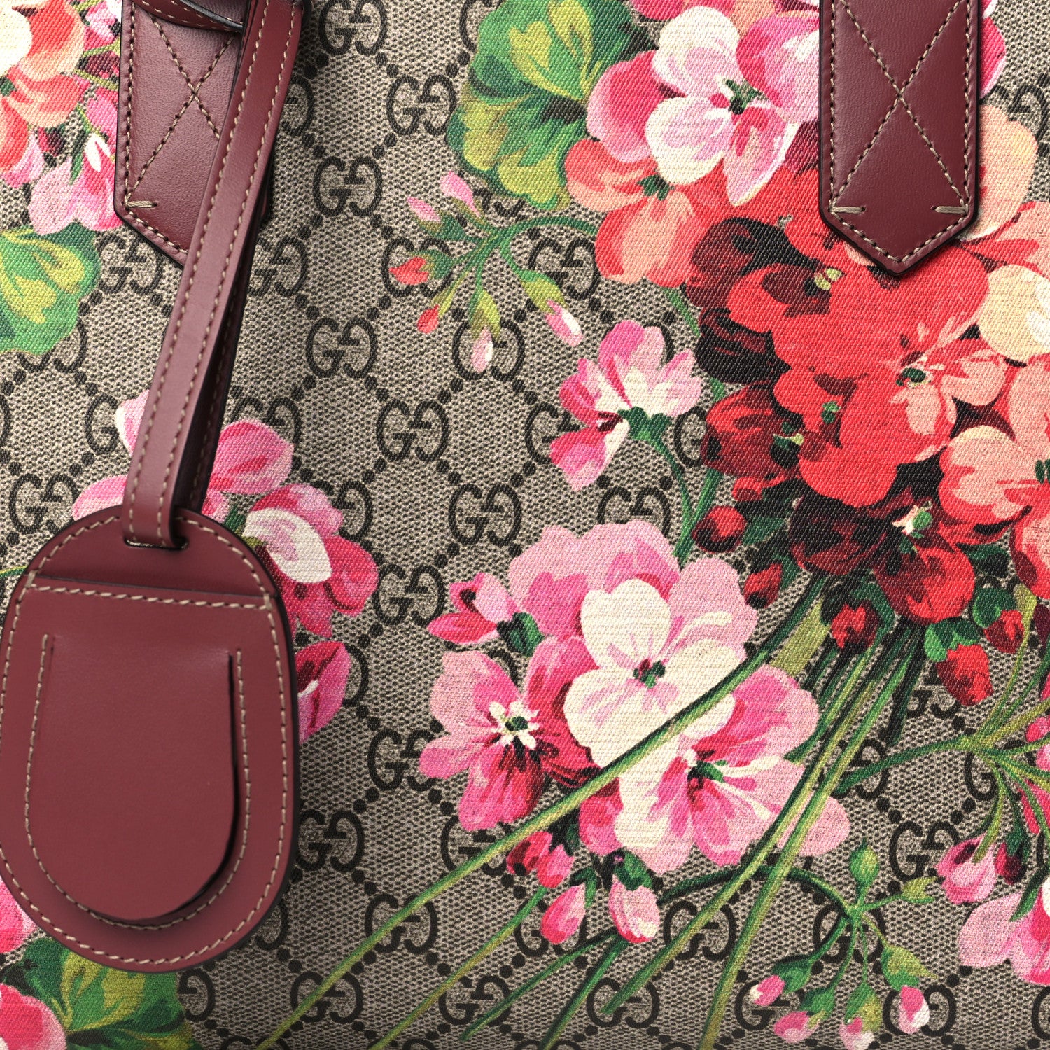 Gucci GG Supreme Monogram Blooms Small Reversible Tote Beige Multicolor Dry Rose 8 of 20