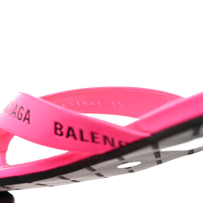 Balenciaga Calfskin Logo Thong Sandals 35 Neon Pink 6 of 8