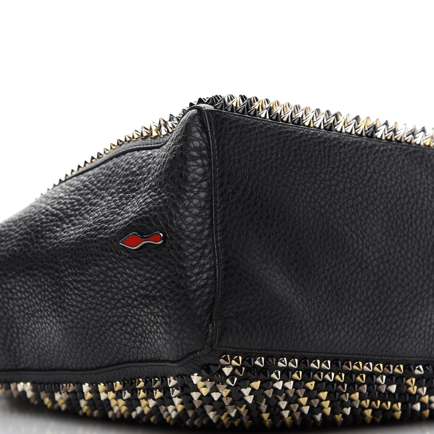 Christian Louboutin Calfskin Panettone Spiked Shopper Tote Black 7 of 13