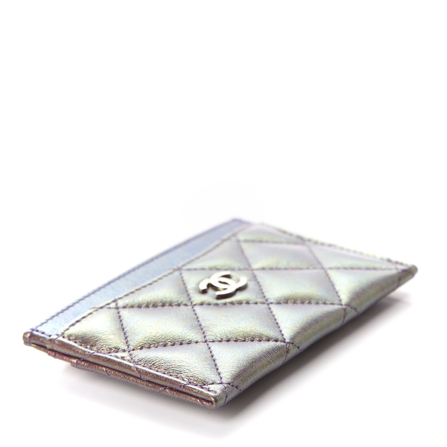 Chanel Metallic Lambskin Quilted Card Holder Purple 4 of 8
