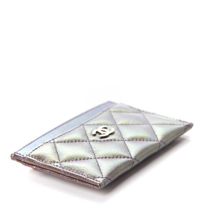 Chanel Metallic Lambskin Quilted Card Holder Purple 4 of 8