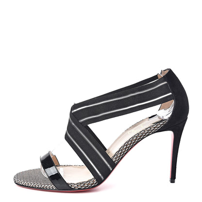 Christian Louboutin Veau Velours Patent Isibee Elastagram 85 Sandals 39.5 Version Black 1 of 9