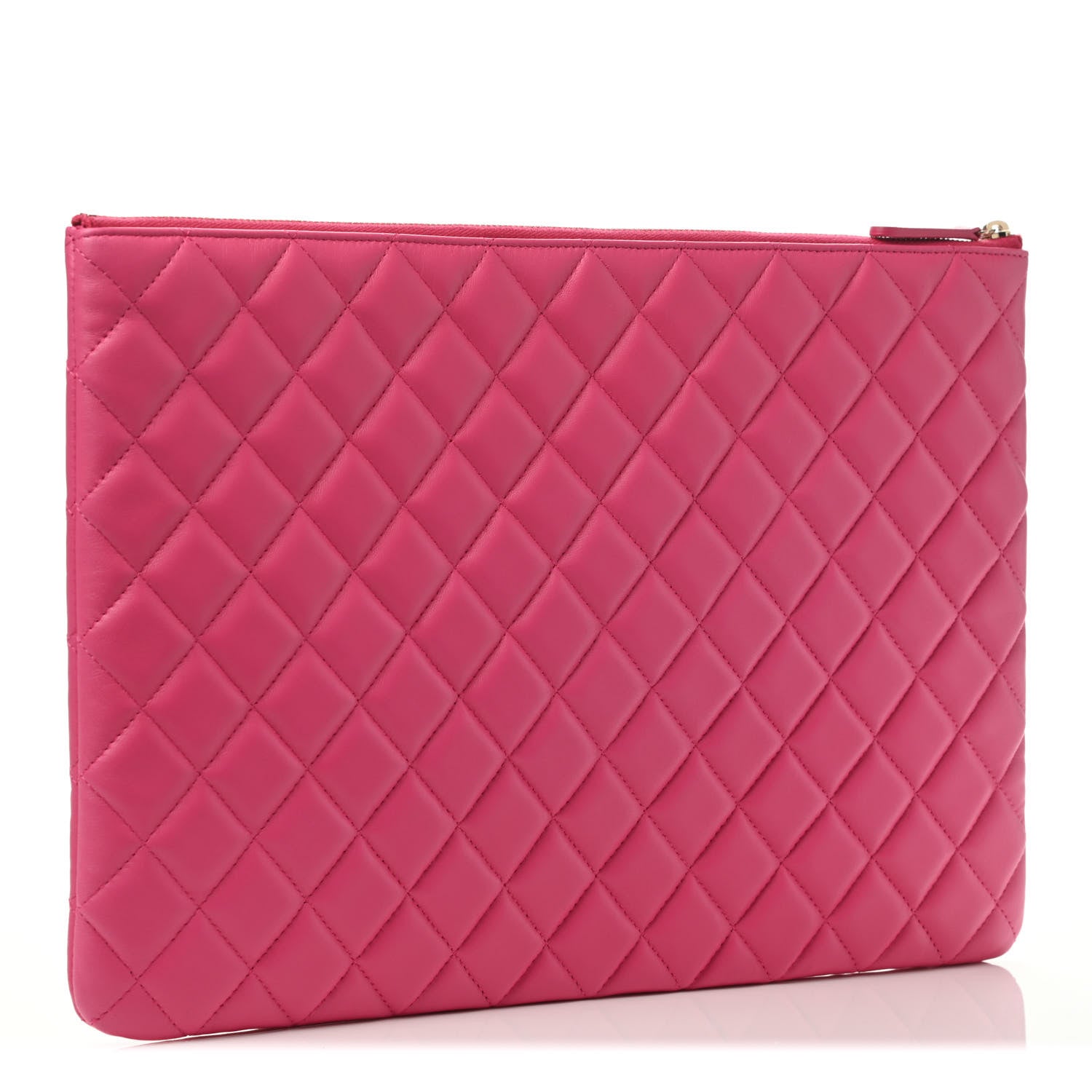 Chanel Lambskin Quilted Large Cosmetic Case Dark Pink 2 of 4