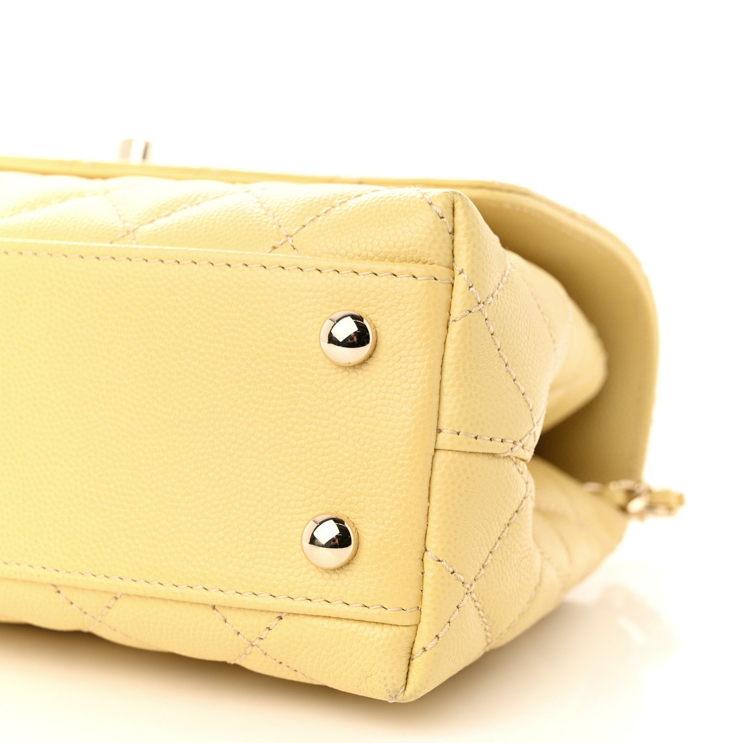 Chanel Caviar Quilted Mini Coco Handle Flap Yellow 10 of 10