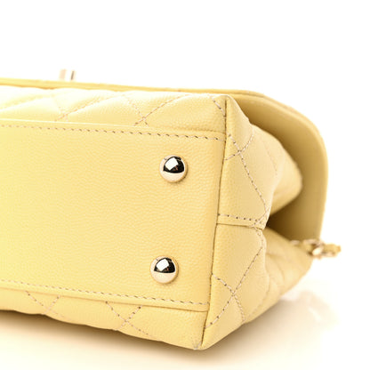 Chanel Caviar Quilted Mini Coco Handle Flap Yellow 10 of 10