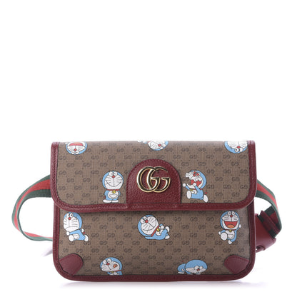 Gucci X DORAEMON Mini Vintage GG Supreme Monogram Web Slim Belt Bag Beige Cherry Red 1 of 9