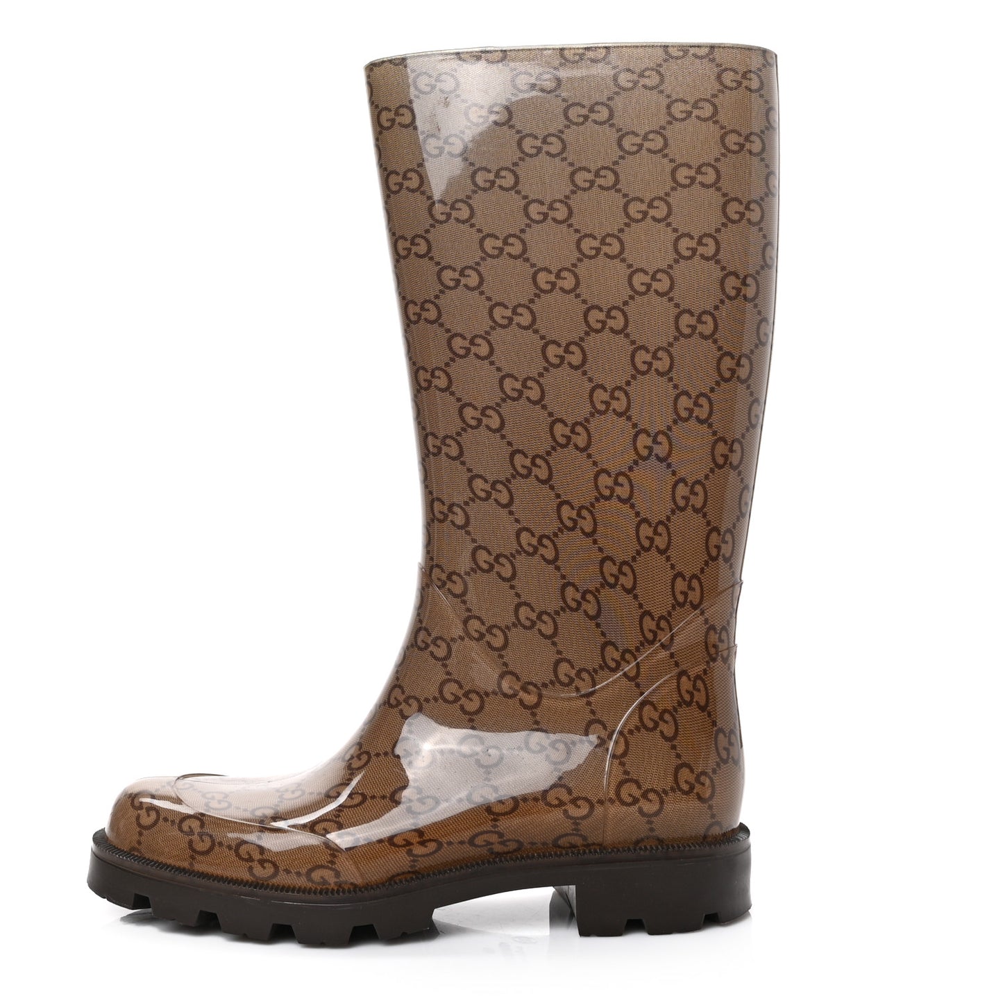 Rubber Monogram Edinburg Rain Boots 36 Transparent Cocoa
