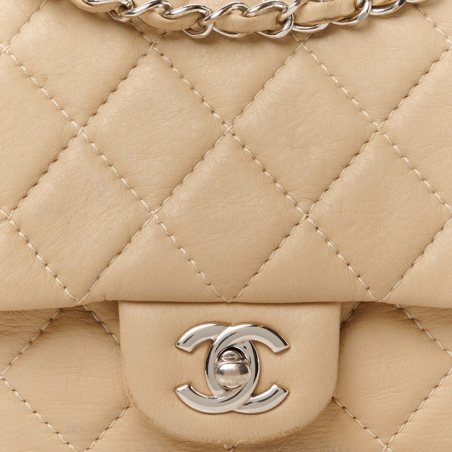 Chanel Deerskin Quilted Medium Easy Flap Beige 9 of 13