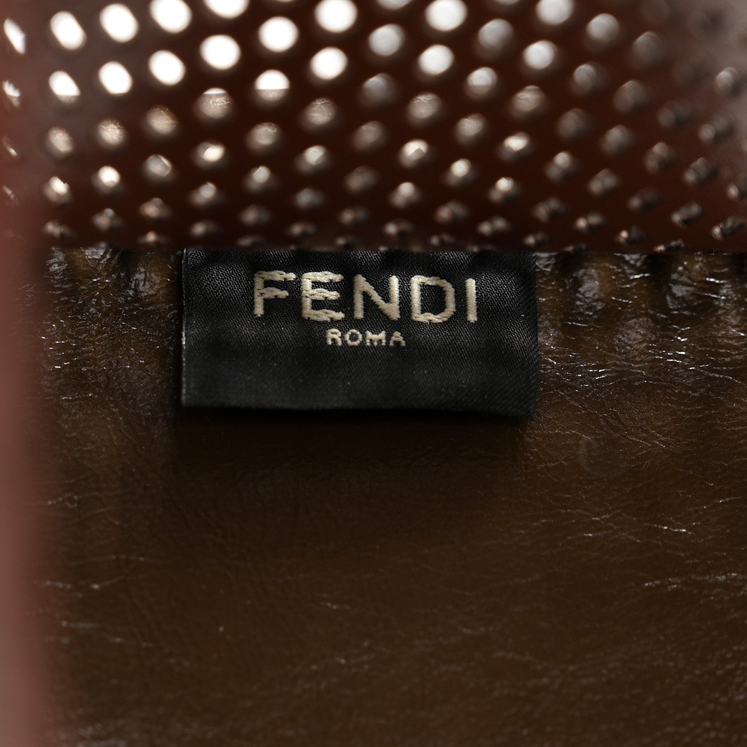 Fendi Vitello Liberty Glossy Lambskin Perforated Small Runaway Shopper Tote White Ice Rust Maya 6 of 10