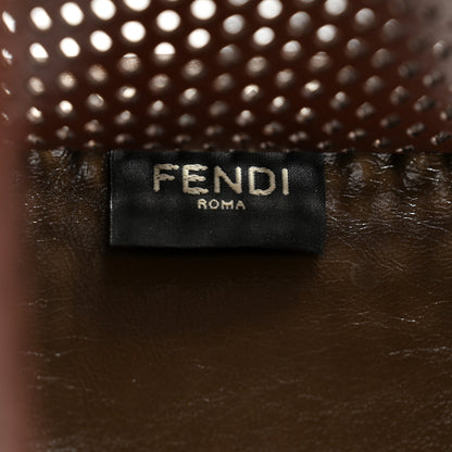 Fendi Vitello Liberty Glossy Lambskin Perforated Small Runaway Shopper Tote White Ice Rust Maya 6 of 10
