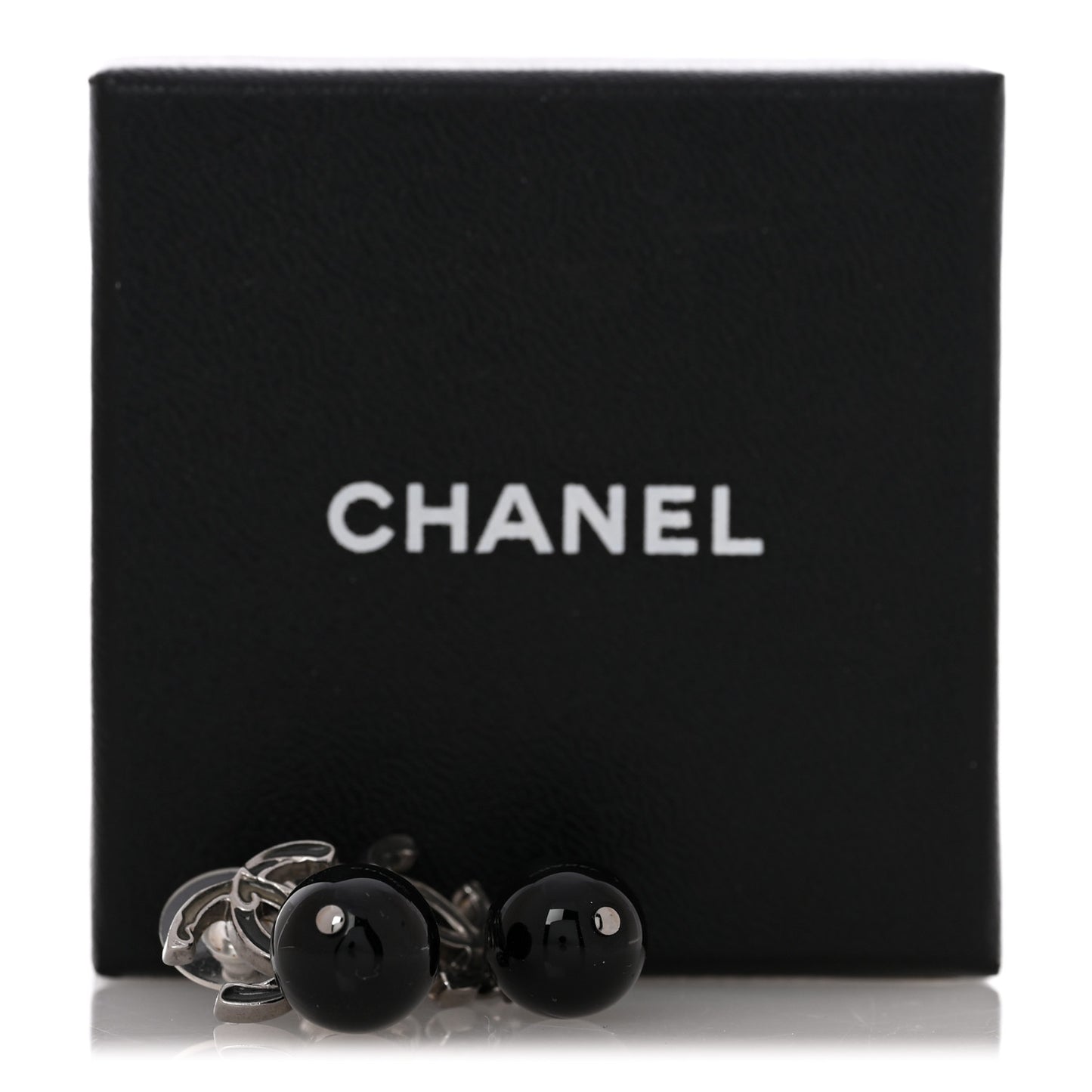 Ruthenium Bead CC Drop Earrings Black