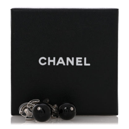Chanel Ruthenium Bead CC Drop Earrings Black 5 of 5
