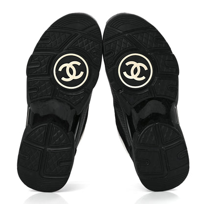 Chanel Mesh Suede Grained Calfskin Womens CC Sneakers 36.5 Black White 5 of 9