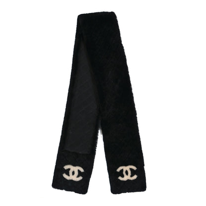Chanel Shearling CC Scarf Black White 2 of 4
