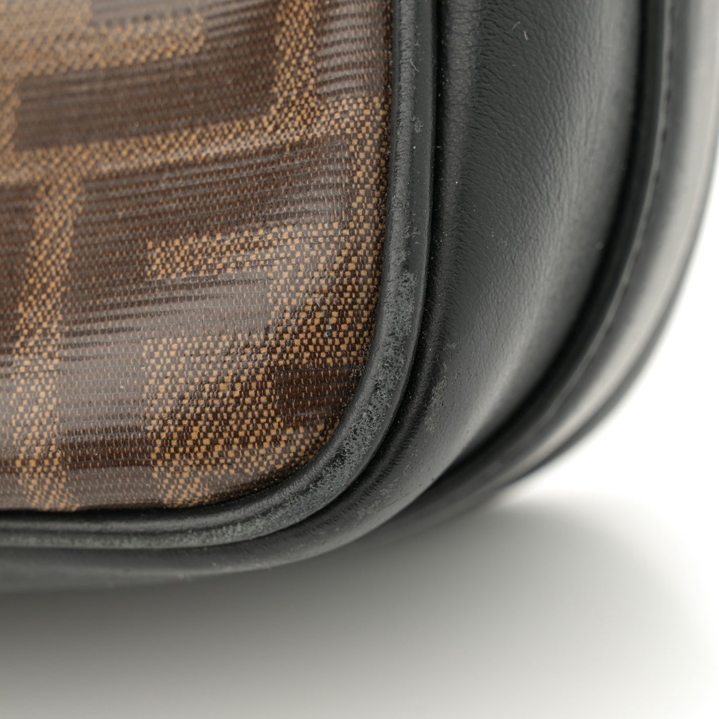 Glazed Fabric Vitello Century F is Fendi FF 1974 Stamp Patch Camera Case Mogano Panna Black