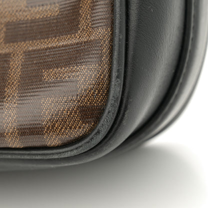 Fendi Glazed Fabric Vitello Century F is Fendi FF 1974 Stamp Patch Camera Case Mogano Panna Black 15 of 17