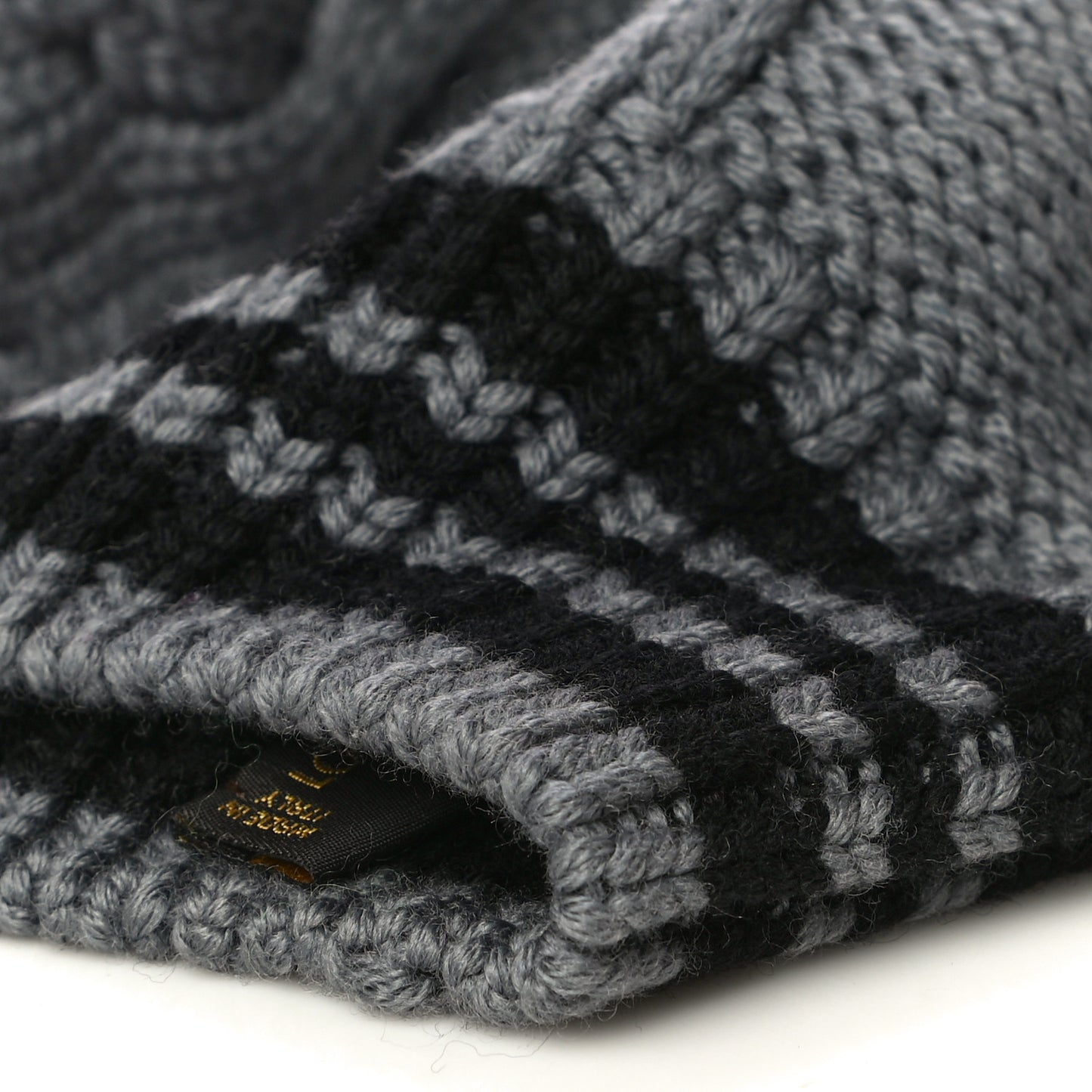 Wool Cable Knit Crystal LV Columbia Beret Grey
