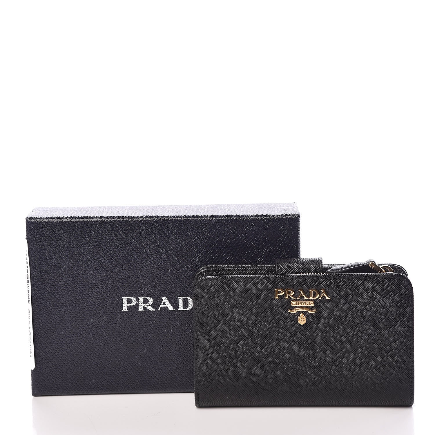 Prada Saffiano Metal Compact Wallet Black 8 of 8