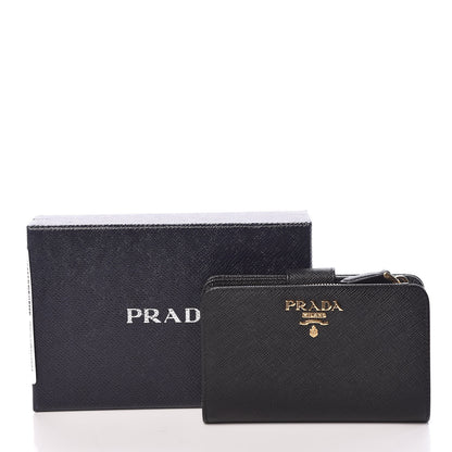 Prada Saffiano Metal Compact Wallet Black 8 of 8