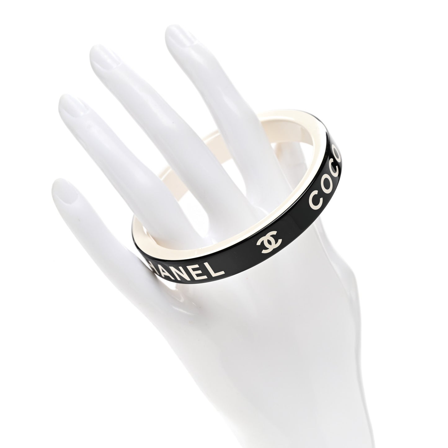 Resin Logo Bangle Bracelet Black White
