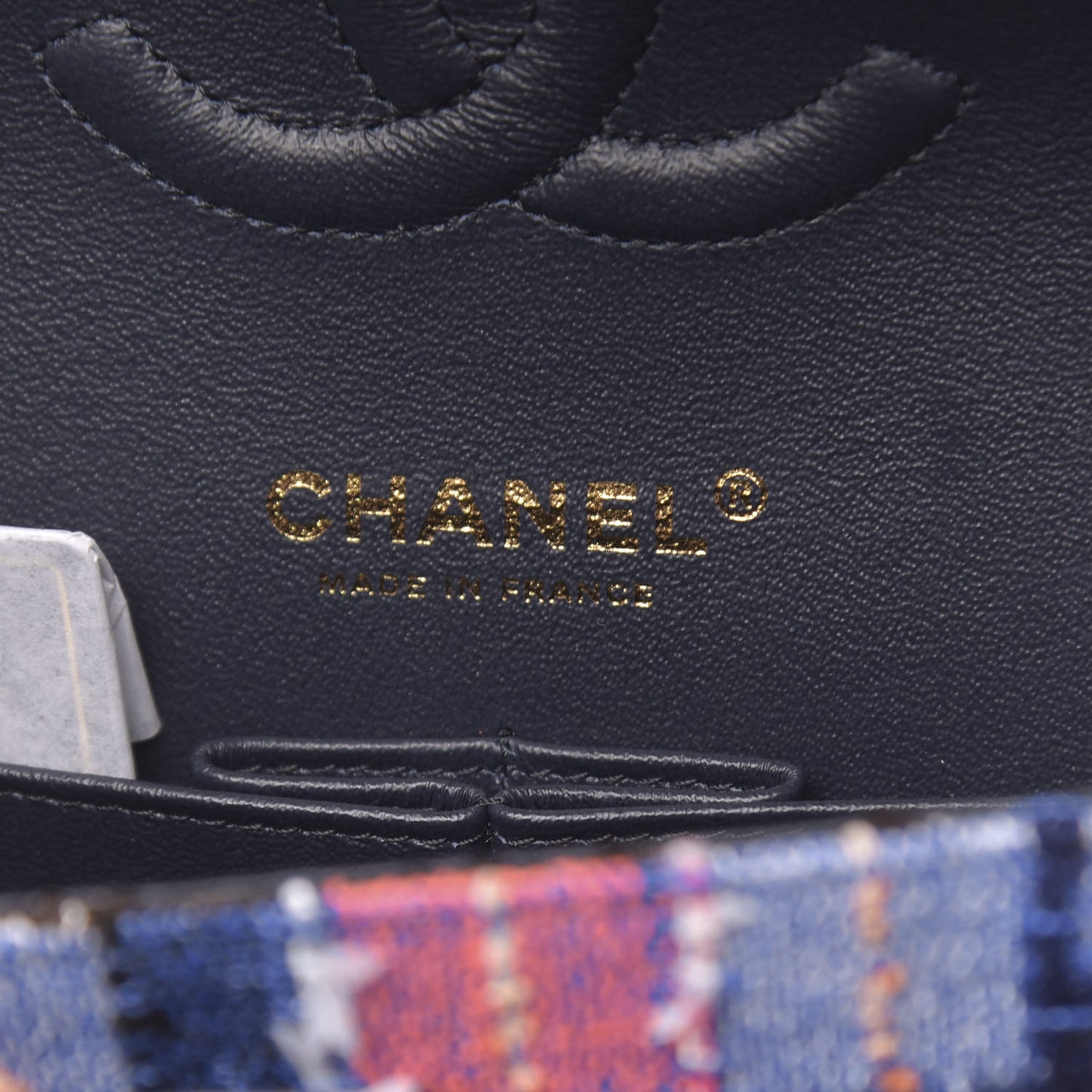 Tweed Quilted Medium Double Flap Blue Orange Yellow