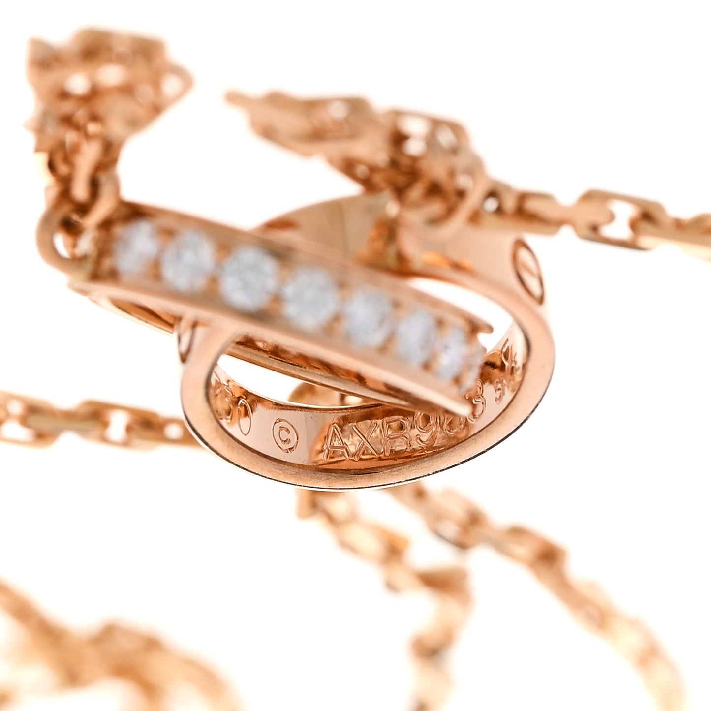 18K Pink Gold Diamond Interlocking LOVE Necklace