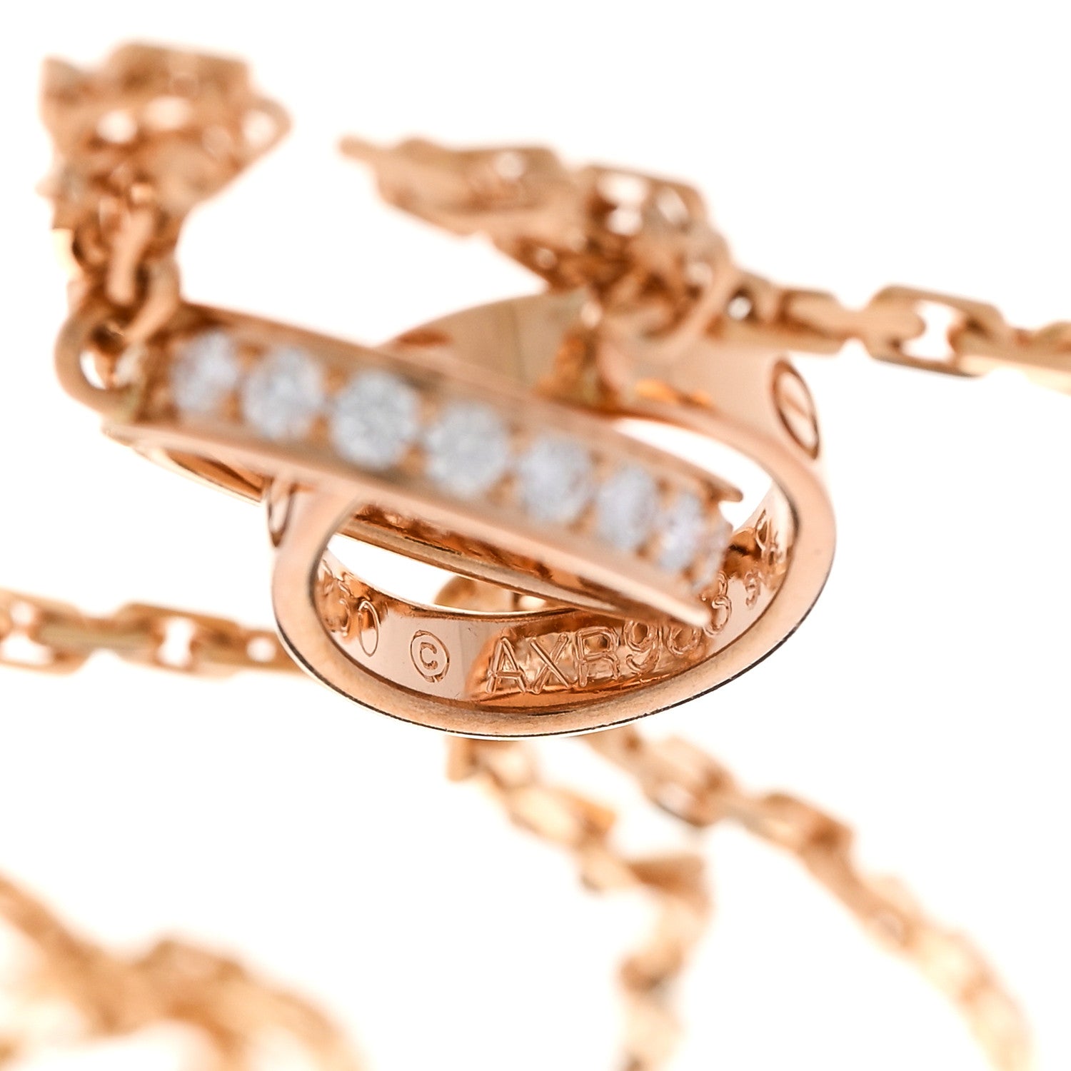Cartier 18K Pink Gold Diamond Interlocking LOVE Necklace 6 of 8