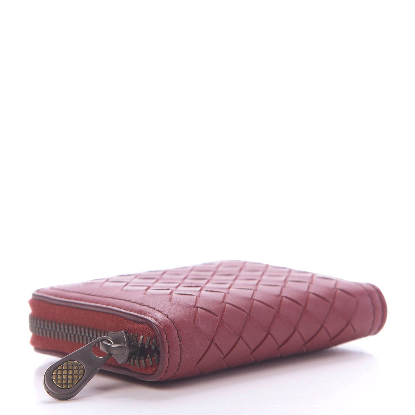 Nappa Intrecciato Zip Around Coin Purse Red