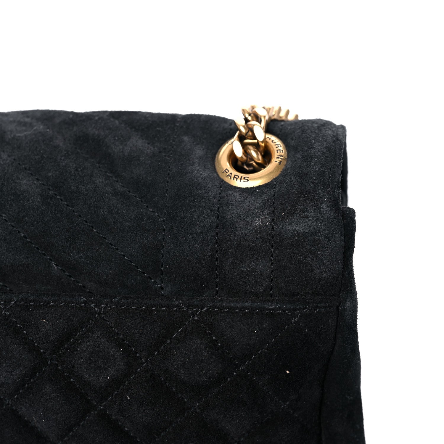 Saint Laurent Suede Mixed Matelasse Tri-Quilt Large Monogram Envelope Satchel Black 22 of 25