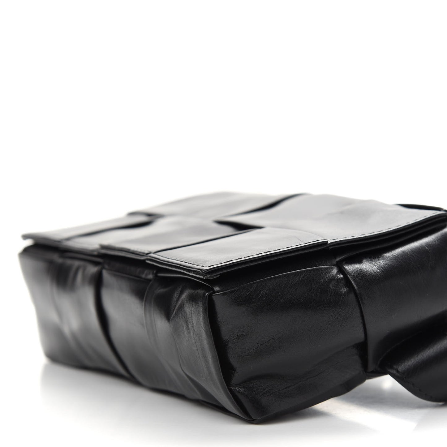 Paper Calfskin Intrecciato Cassette Belt Bag Black