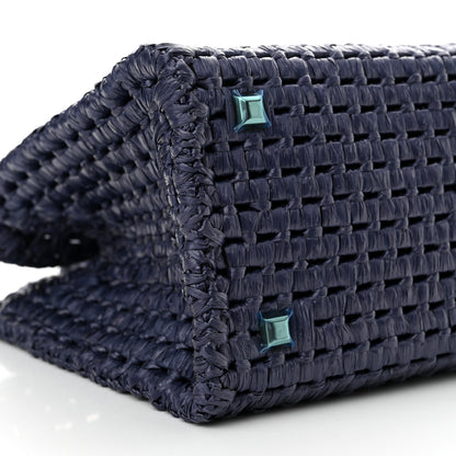 Salvatore Ferragamo Raffia Medium The Studio Box Bag Midnight 10 of 12
