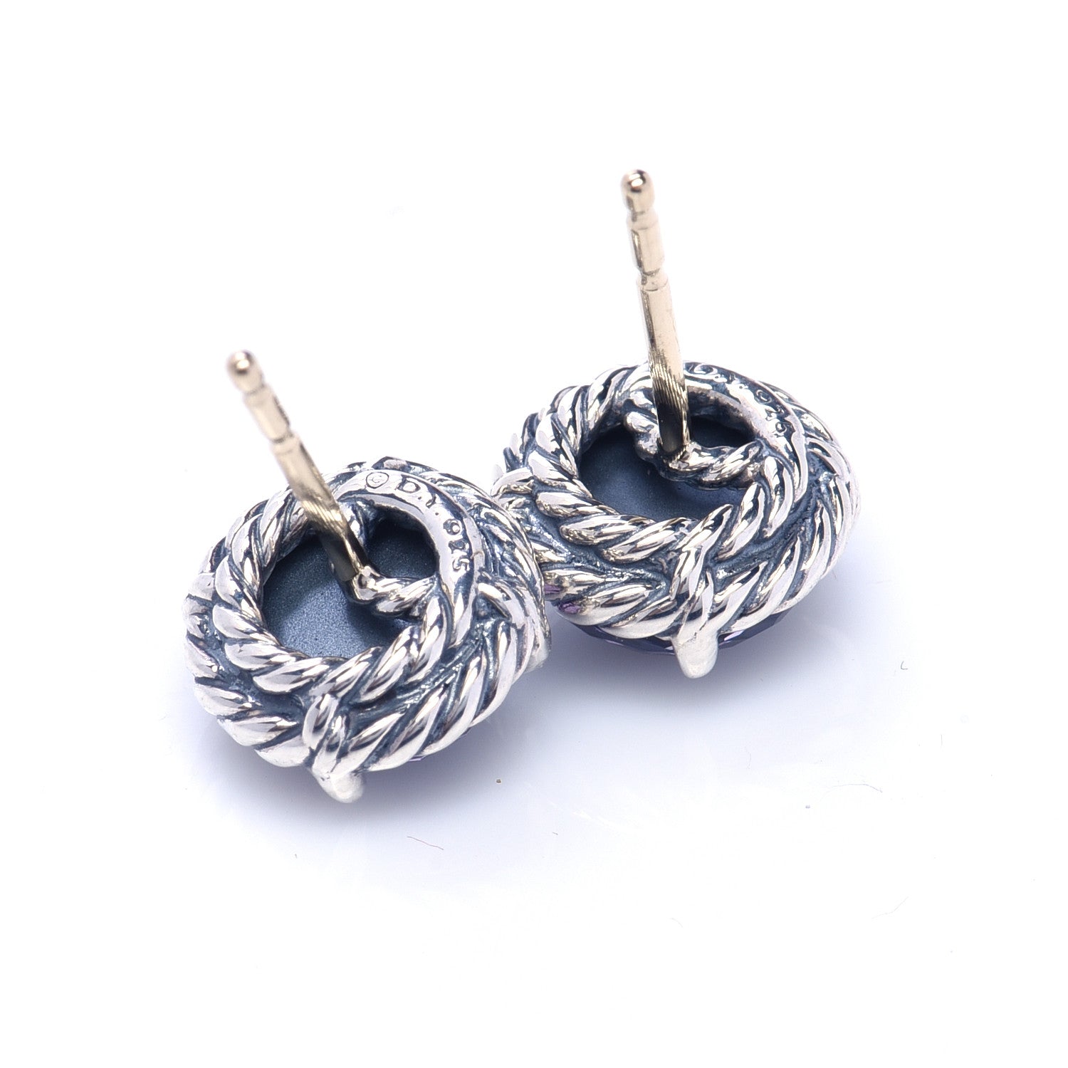 David Yurman Sterling Silver Black Orchid 8mm Chatelaine Earrings 3 of 5