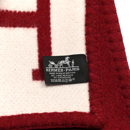 Hermes Wool Cashmere Avalon III Blanket Ecru Rouge H 3 of 3
