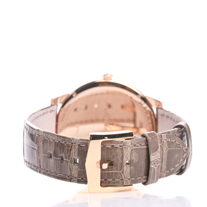 Harry Winston 18K Rose Gold Alligator Diamond Bezel 39mm Midnight Quartz Watch Champagne 3 of 9