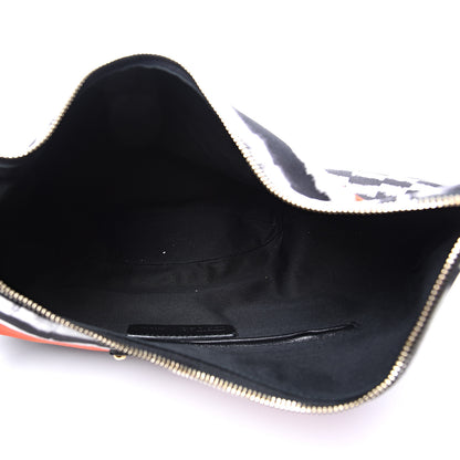 Alexander McQueen Silk Printed De Manta Clutch Red Black White 4 of 9