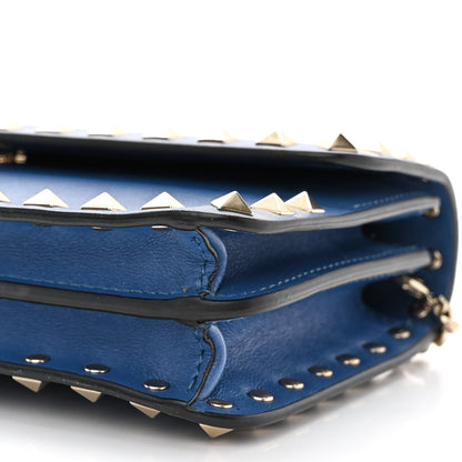 Valentino Garavani Calfskin Rockstud Flap Wallet on Chain Blue China 9 of 10