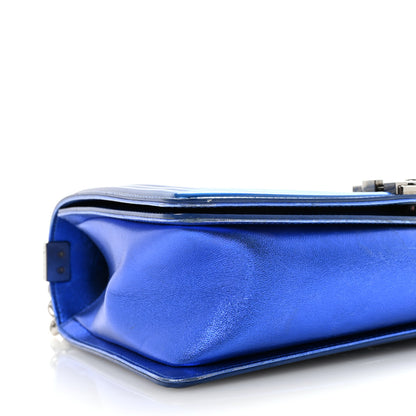 Chanel Metallic Patent Quilted New Medium Boy Flap Blue 9 of 10