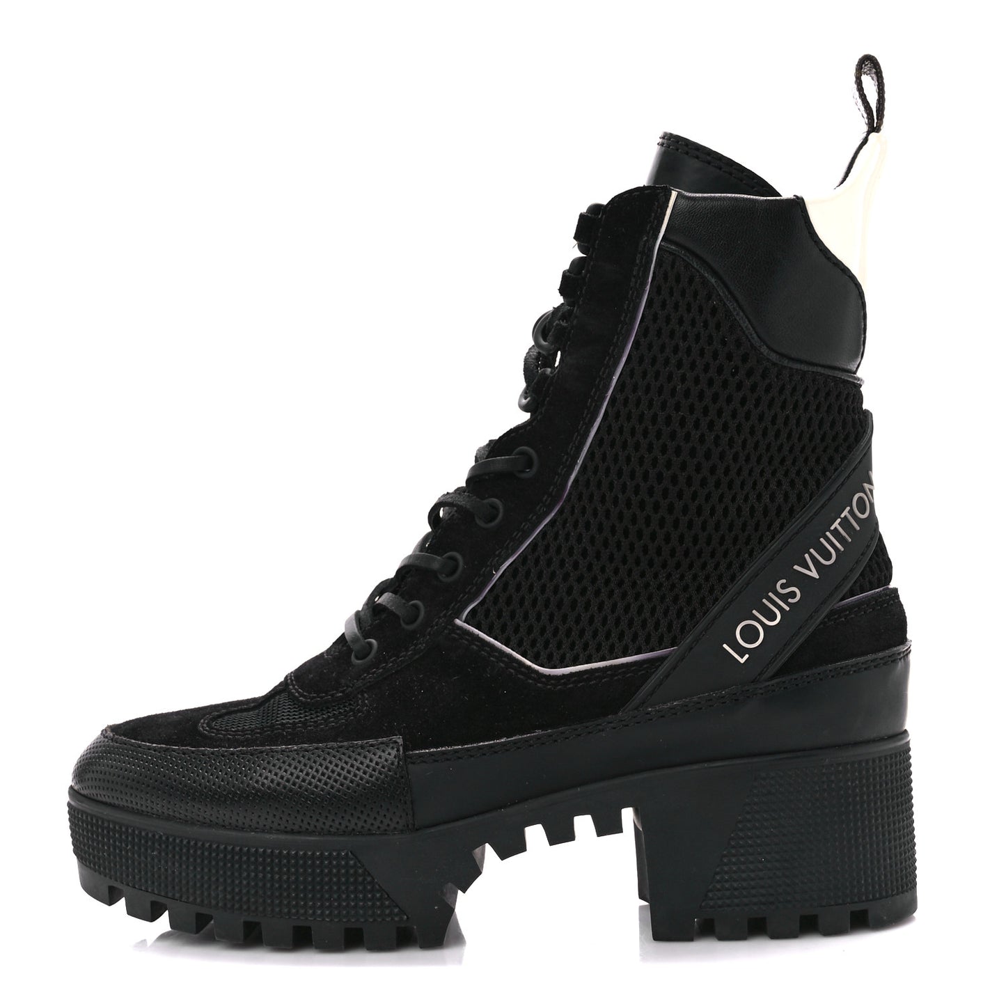 Suede Calfskin Mesh Logo Laureate Platform Desert Boots 38 Black
