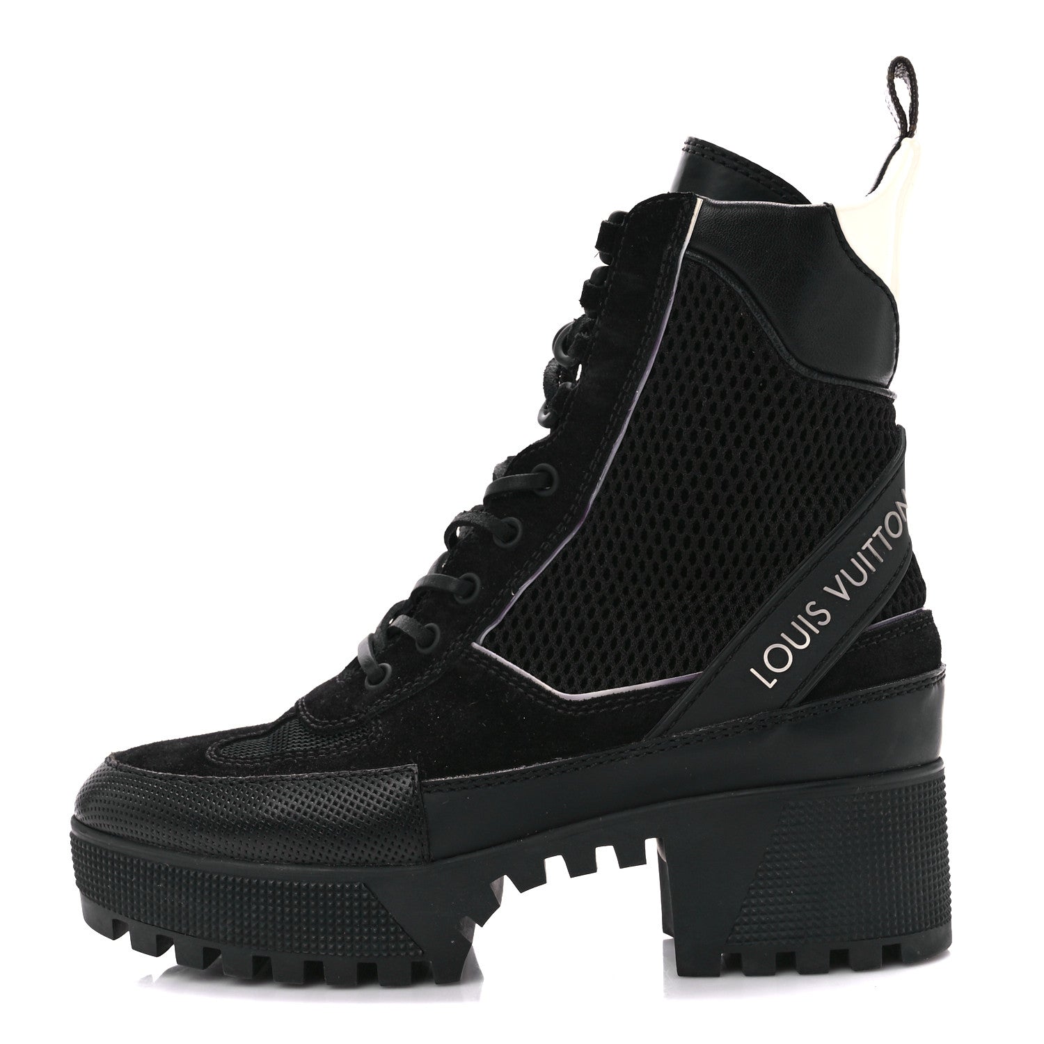 Louis Vuitton Suede Calfskin Mesh Logo Laureate Platform Desert Boots 38 Black 1 of 8