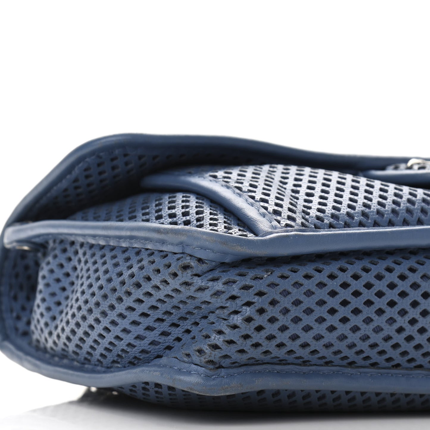 Perforated Calfskin Large Up In The Air Flap Blue