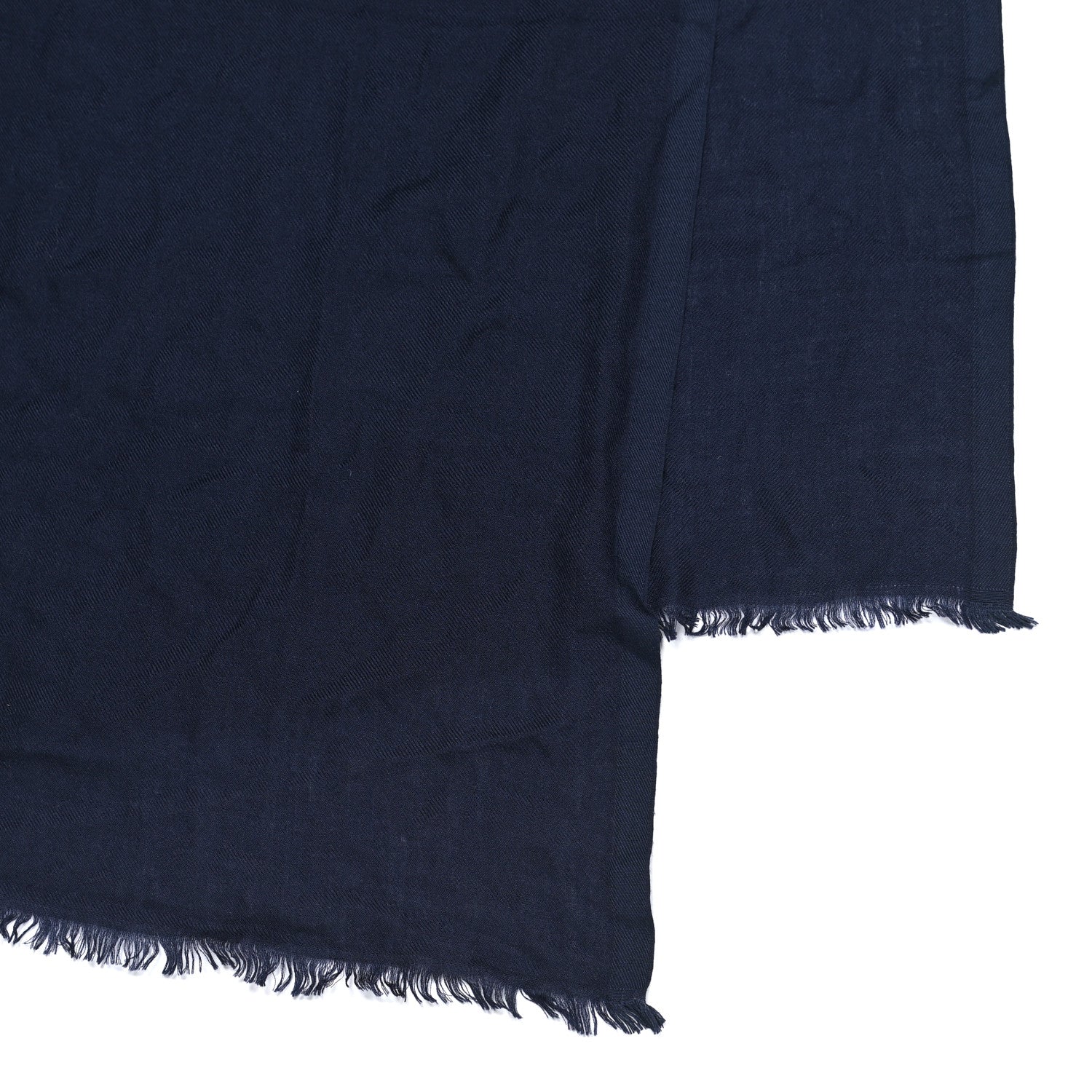 Gucci Cashmere Silk GG Monogram Fringe Scarf Midnight Blue 3 of 5