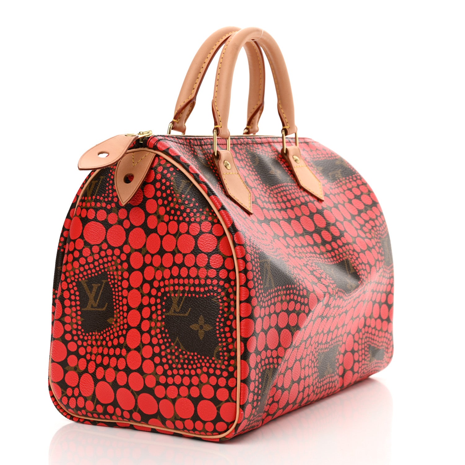 Louis Vuitton Monogram Kusama Town Speedy 30 Red 3 of 13