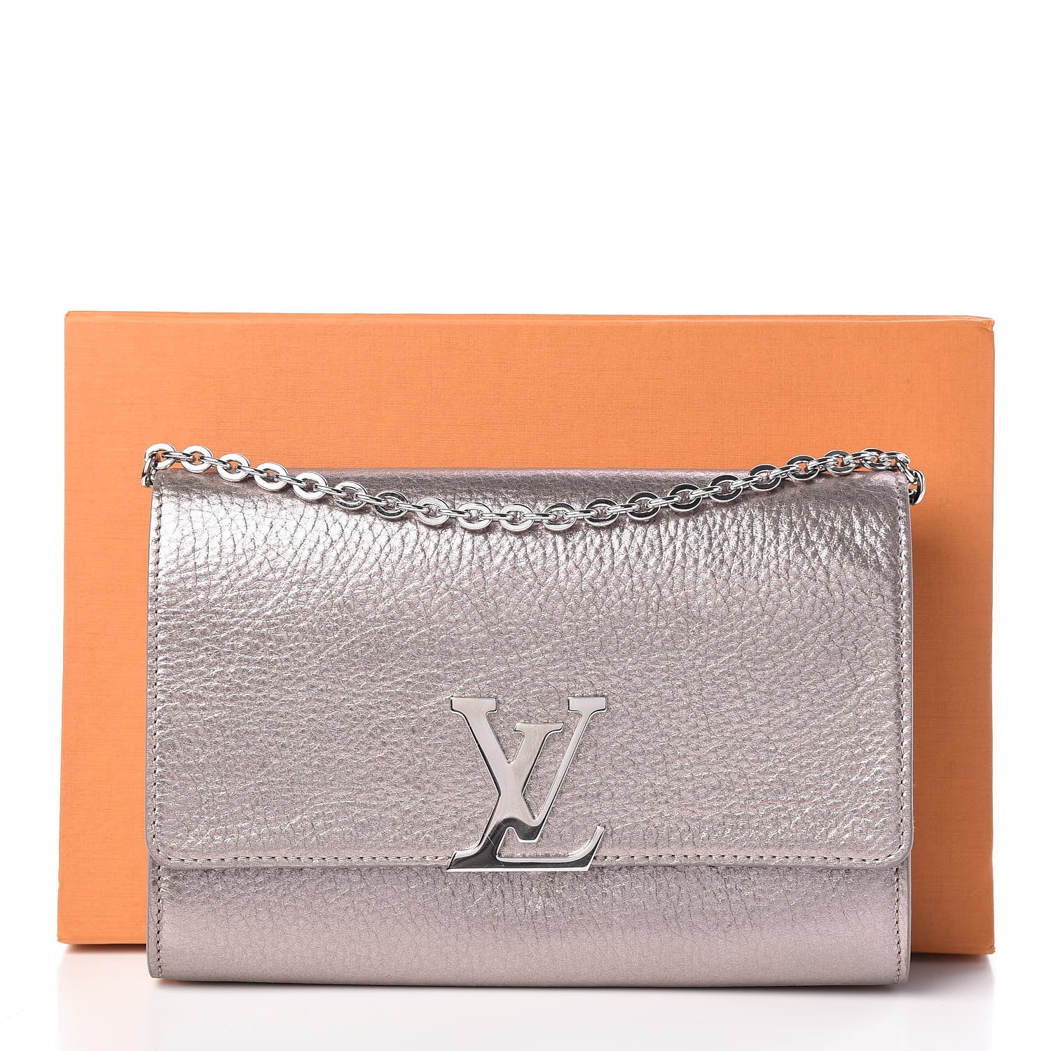 Louis Vuitton Metallic Grained Calfskin Louise Clutch GM NM 9 of 9