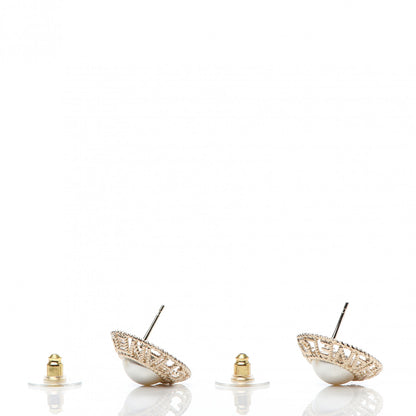 Chanel Pearl CC Round Rope Logo Earrings Gold 3 of 5