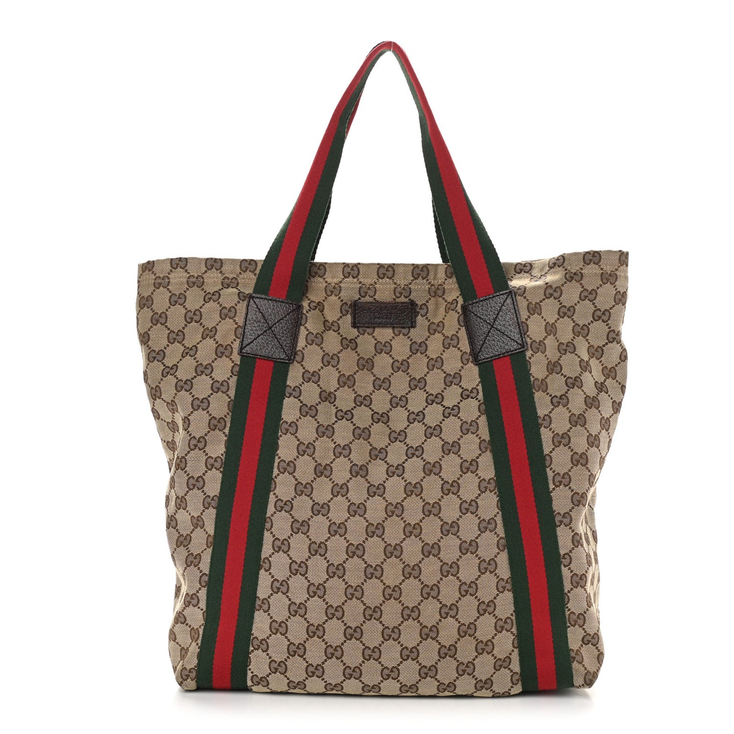 GG Monogram Medium Web Handle Vertical Tote Dark Brown